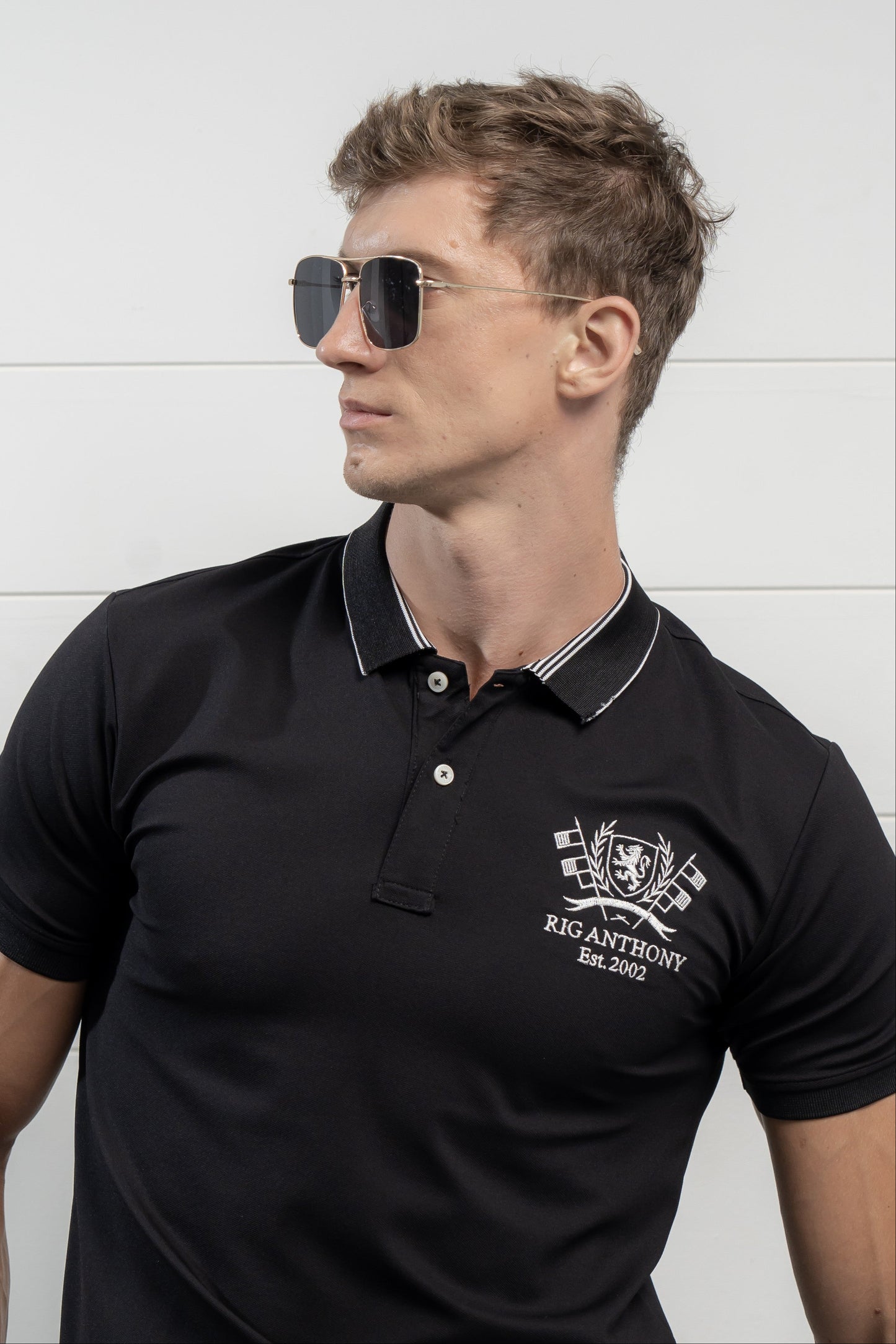 Men's Noir Emblem Polo - Rig Anthony