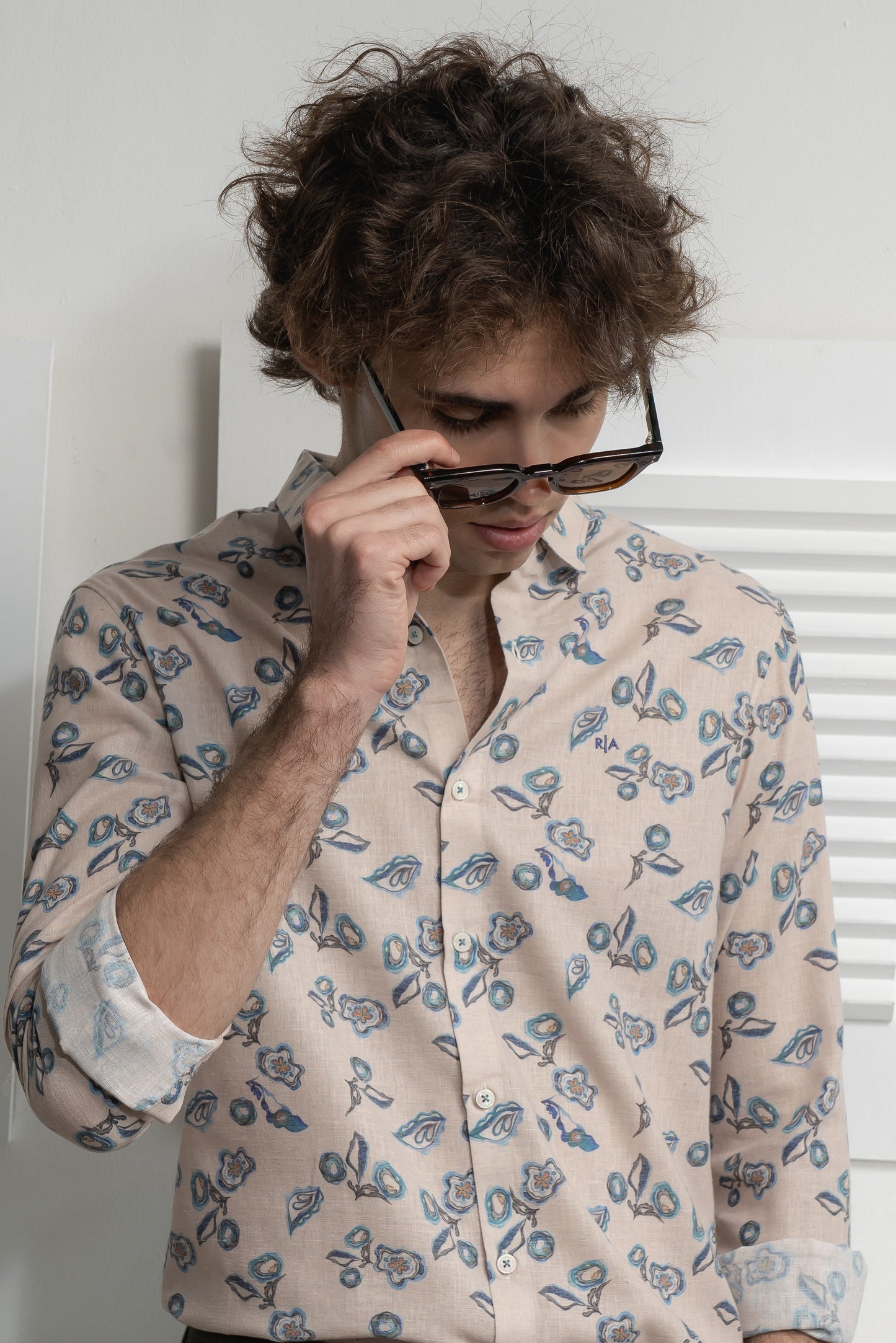 Men's Sandy Florals Linen Shirt - Rig Anthony