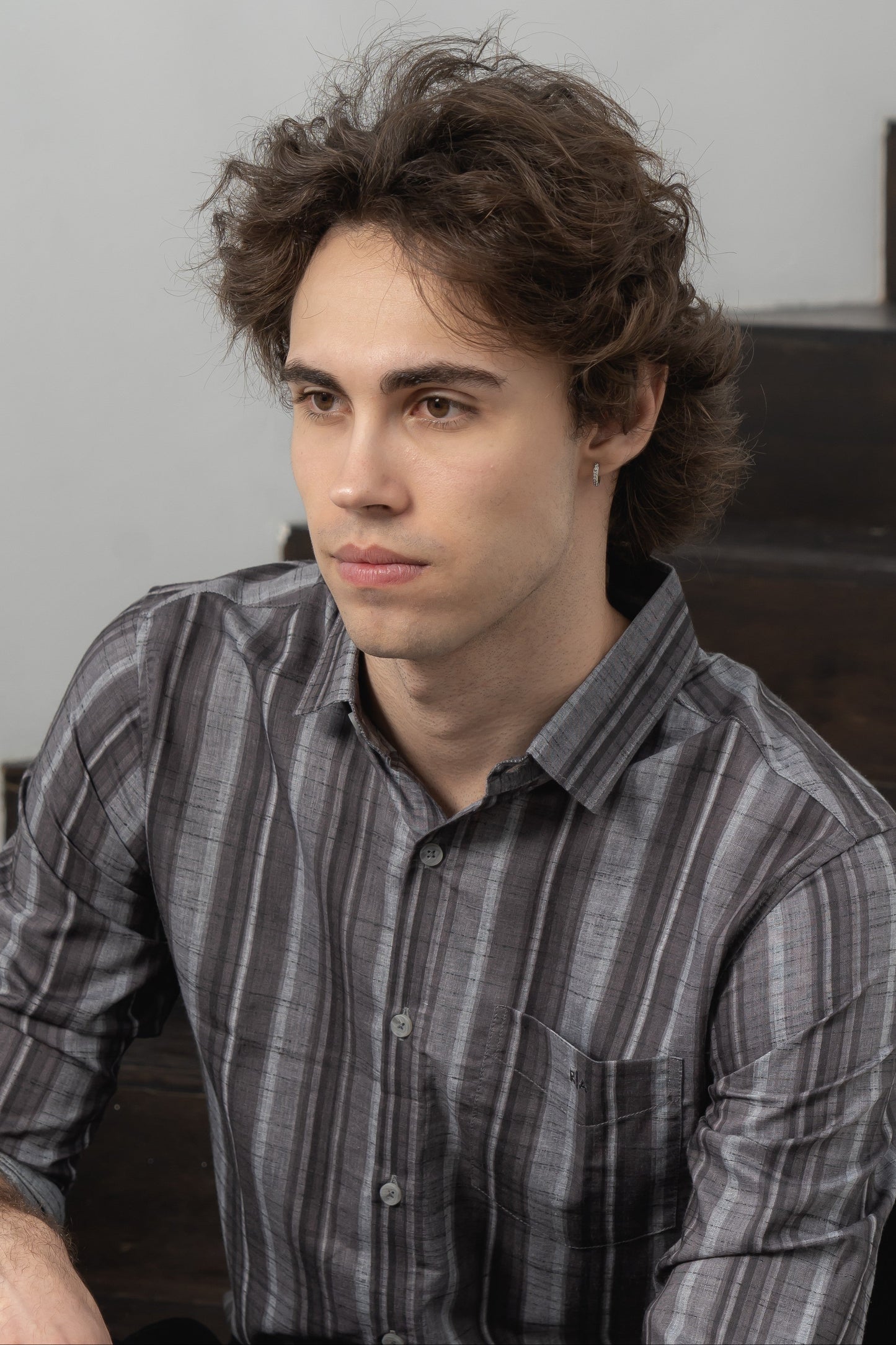 Men's Shadow Stripe Linen Shirt - Rig Anthony