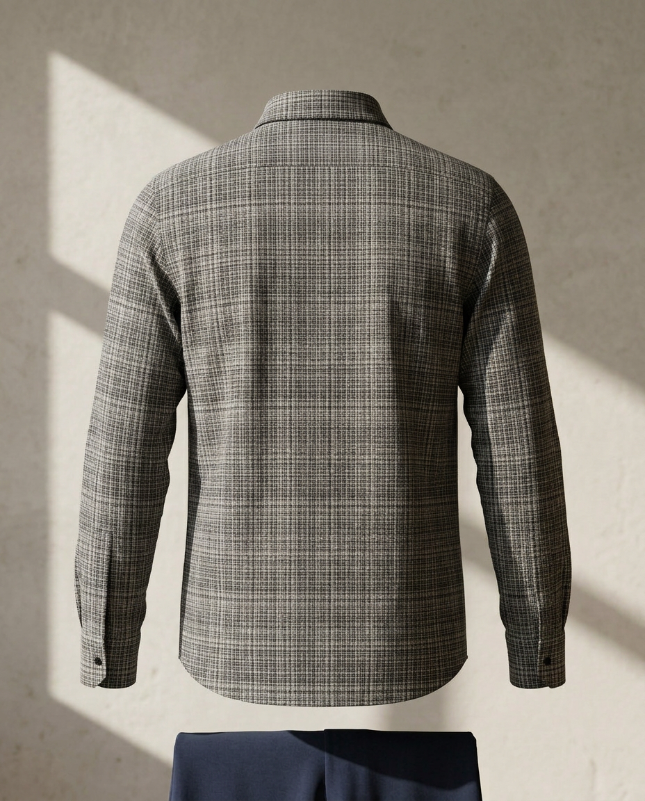 Slate Blue Premium Cotton Checked Shirt-11555