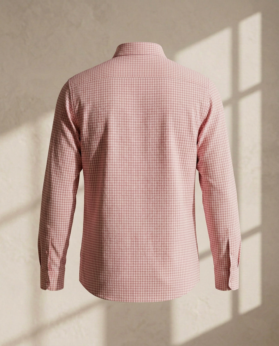 Blush Pink Premium Cotton Checked Shirt-11558