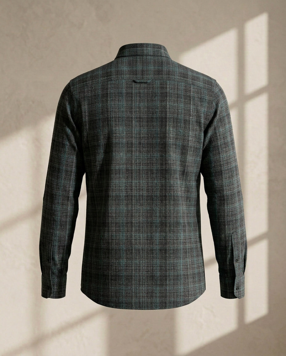 Midnight Grey Premium Checked Cotton Shirt-11559