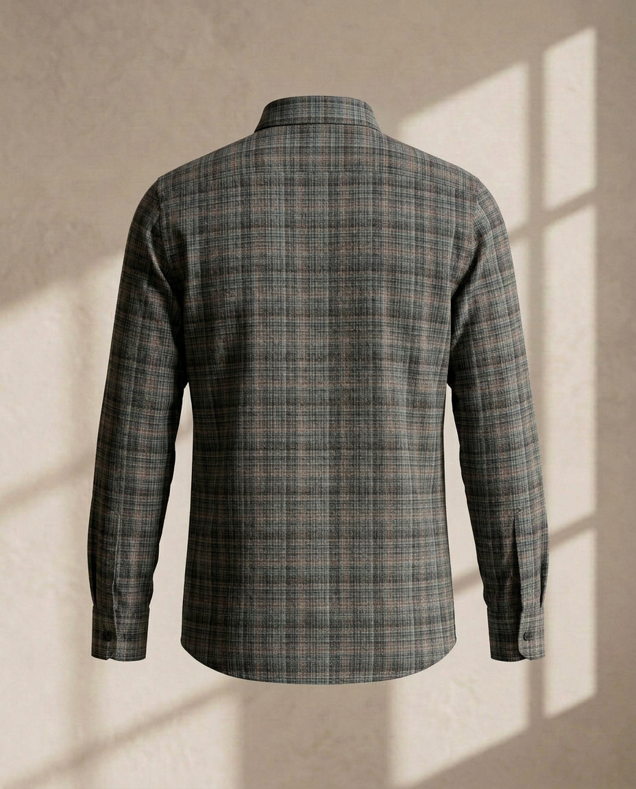 Midnight Grey Premium Checked Cotton Shirt-11559