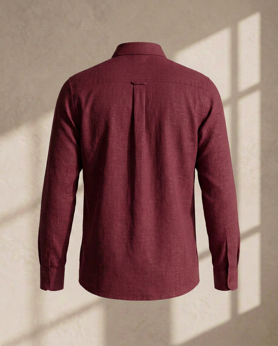 wine Linen Shirt-1738