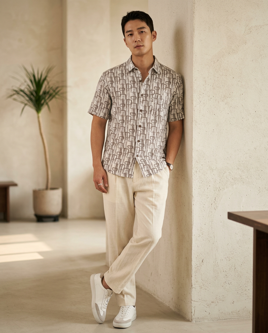 Monogram Weave Premium Resort Shirt-11511