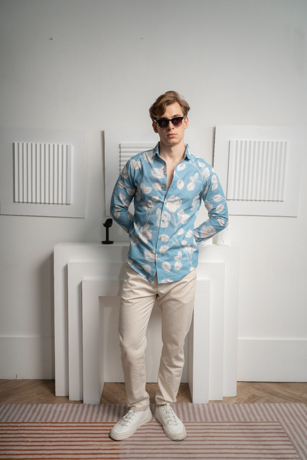 Men's Azure Bloom Linen Shirt - Rig Anthony