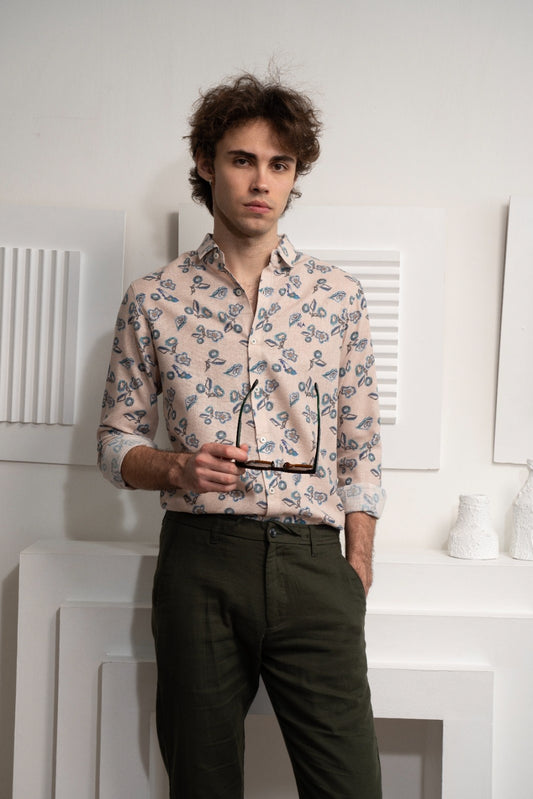 Men's Sandy Florals Linen Shirt - Rig Anthony
