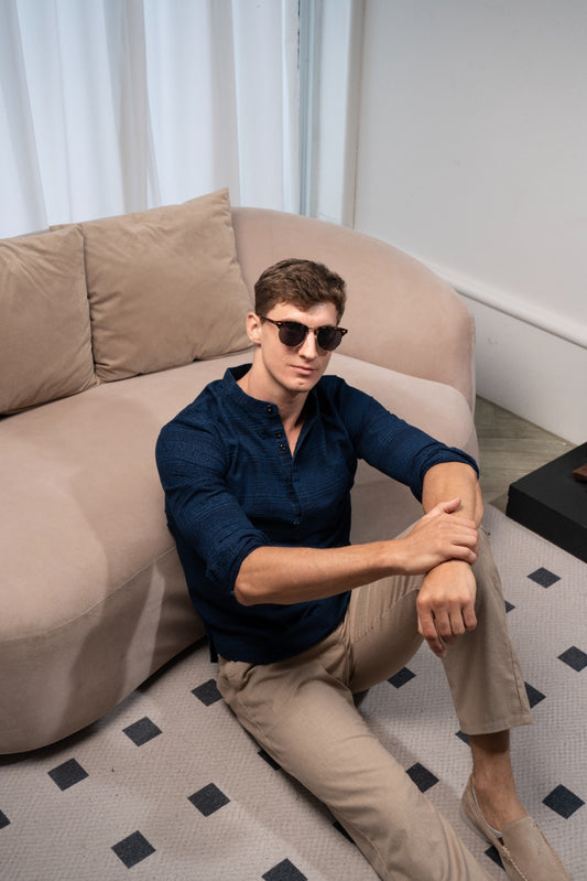 Men's Cobalt Weave Corduroy Shirt  - Rig Anthony