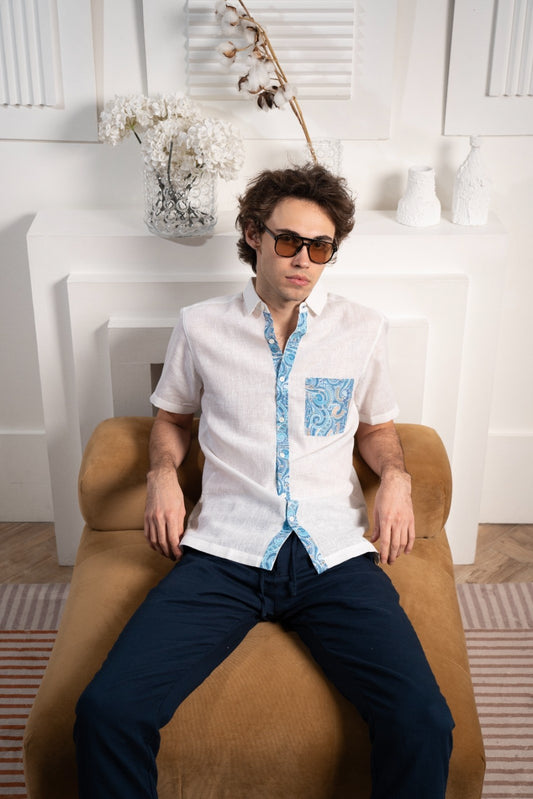 Men's Blue Horizon Linen Shirt - Rig Anthony