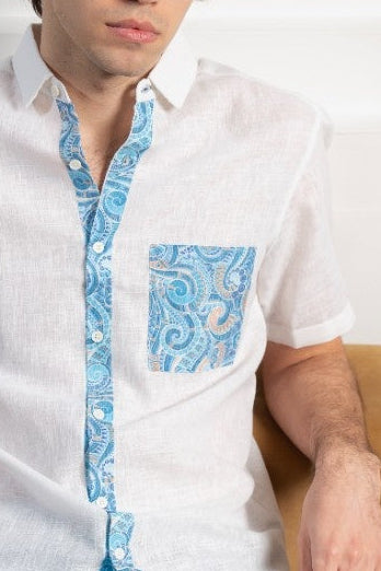 Men's Blue Horizon Linen Shirt - Rig Anthony