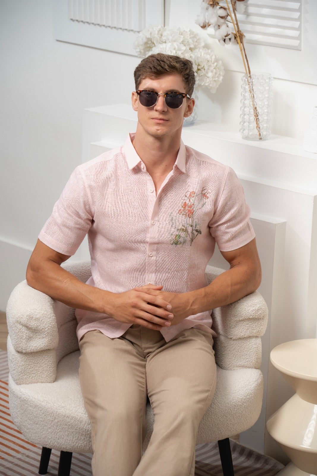 Men's Floral Echo Linen Shirt - Rig Anthony