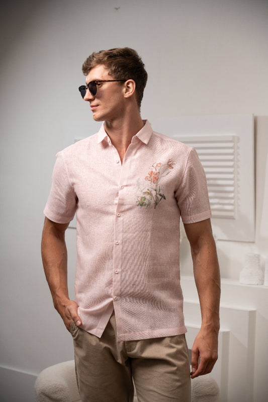 Men's Floral Echo Linen Shirt - Rig Anthony