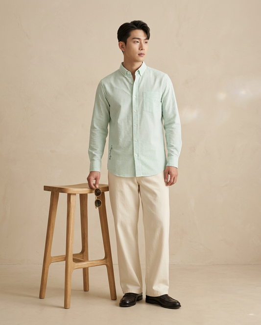 Mint Stripe Premium Cotton Shirt-11506