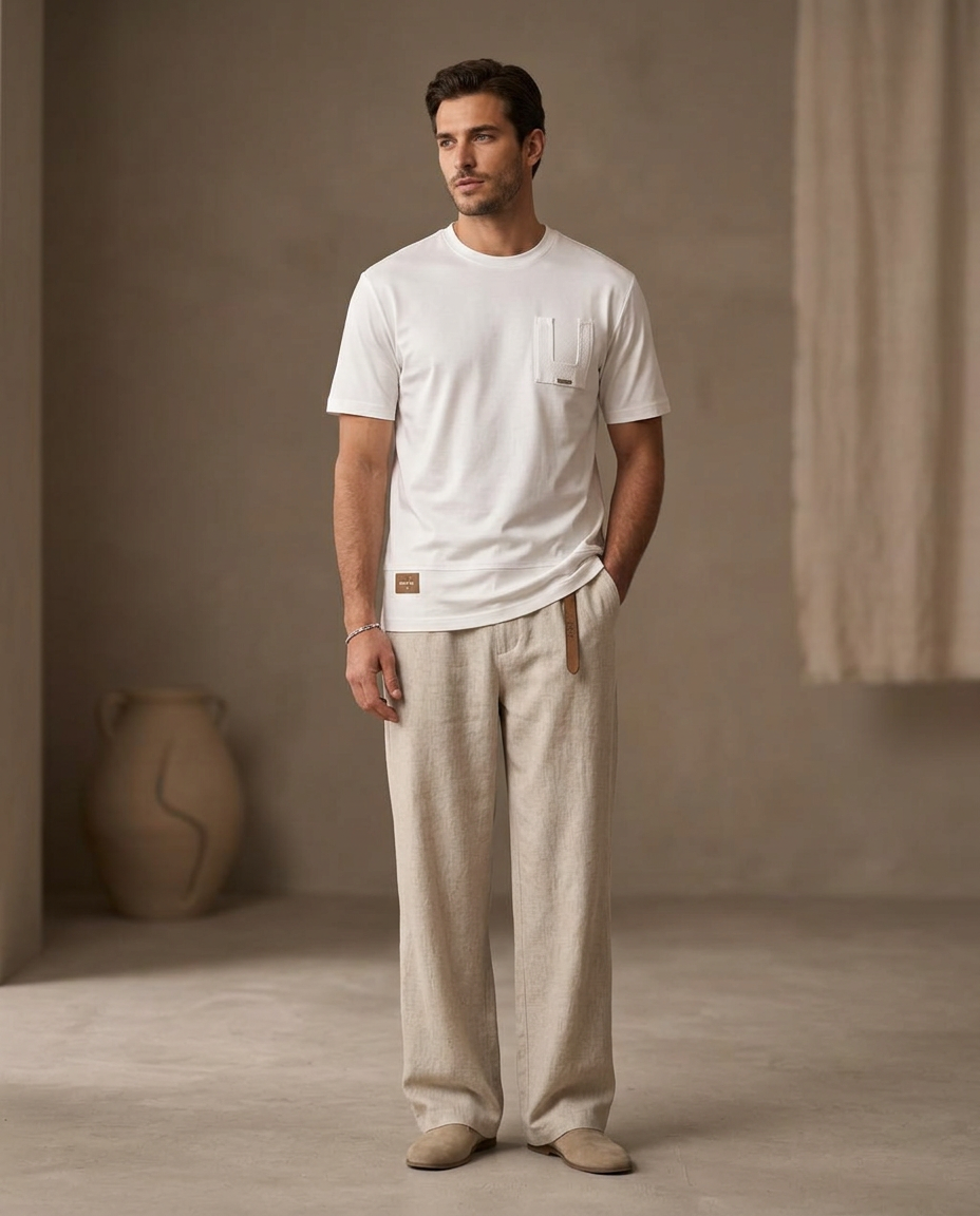Ivory White Premium Pocket T-Shirt-12107
