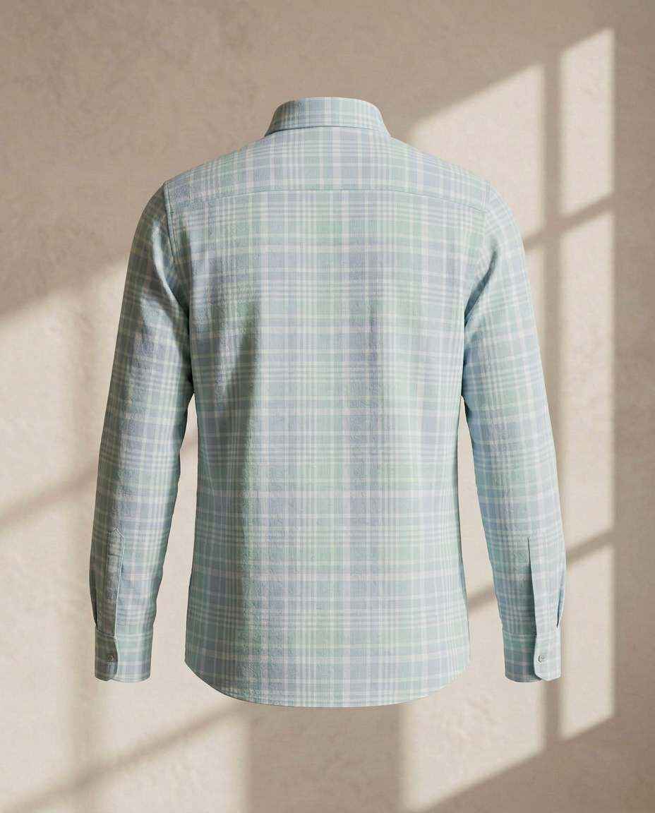 Mint Green Premium Linen Blend Checked Shirt11531