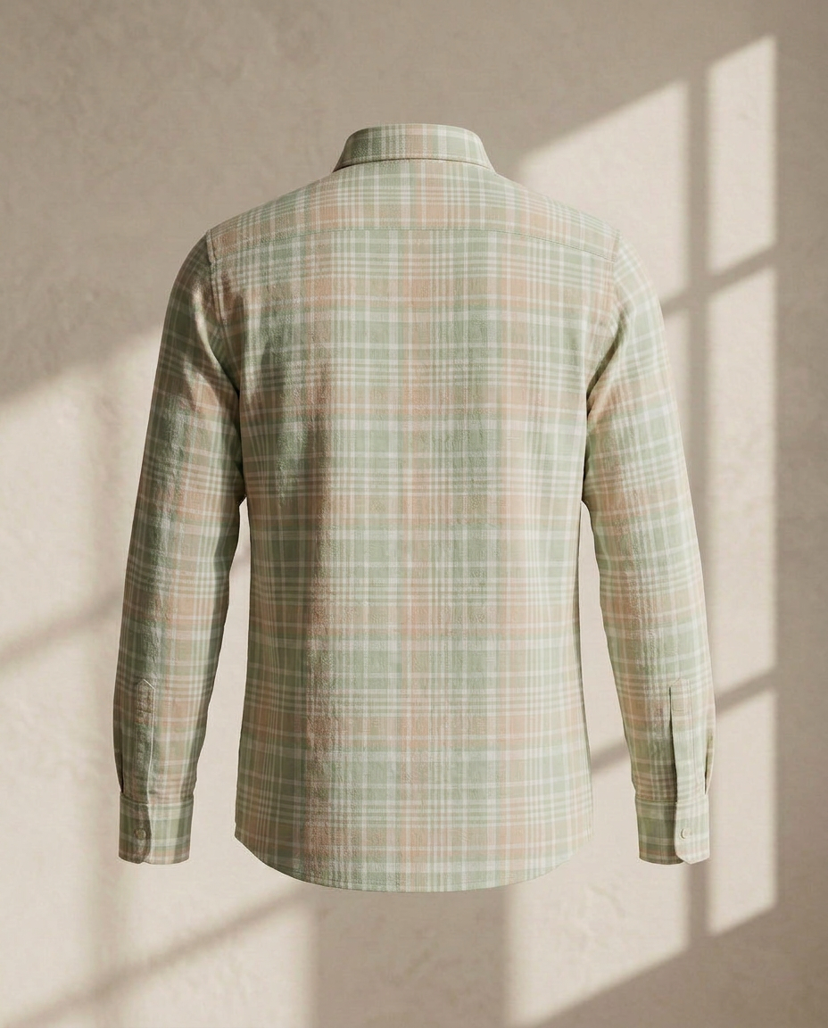 Pastel Lime Premium Linen Blend Checked Shirt-11531