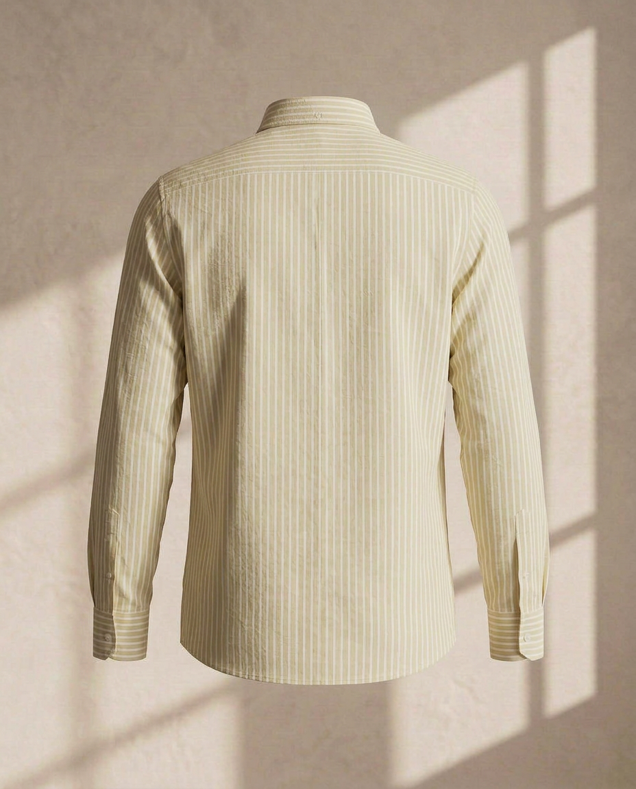 Yellow  Stripe Premium Cotton Shirt-11506