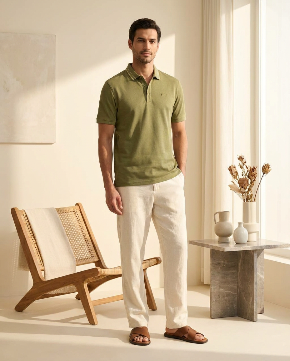 Olive Sage Premium Polo T-Shirt-14154