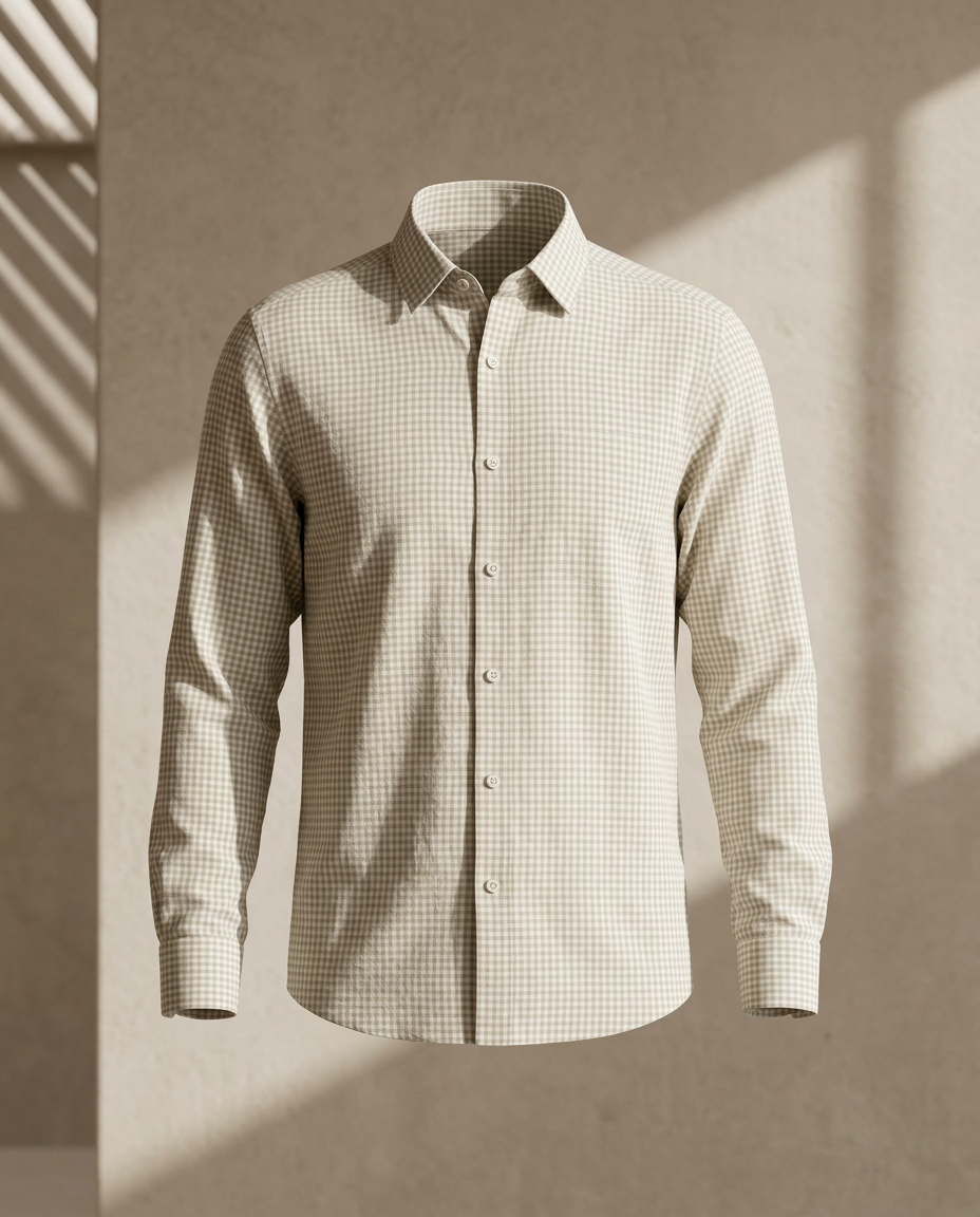 Natural Premium Cotton Checked Shirt-11558