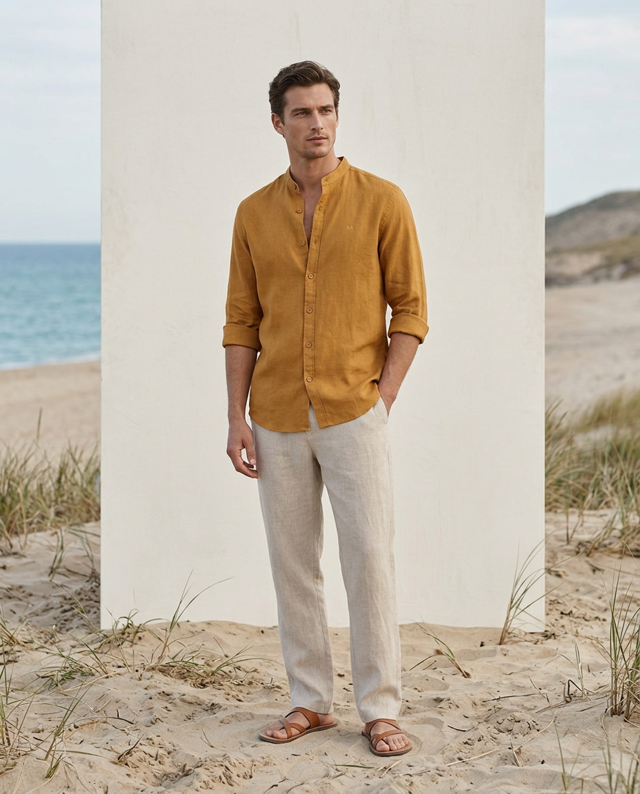 Mustard Linen Shirt-11505
