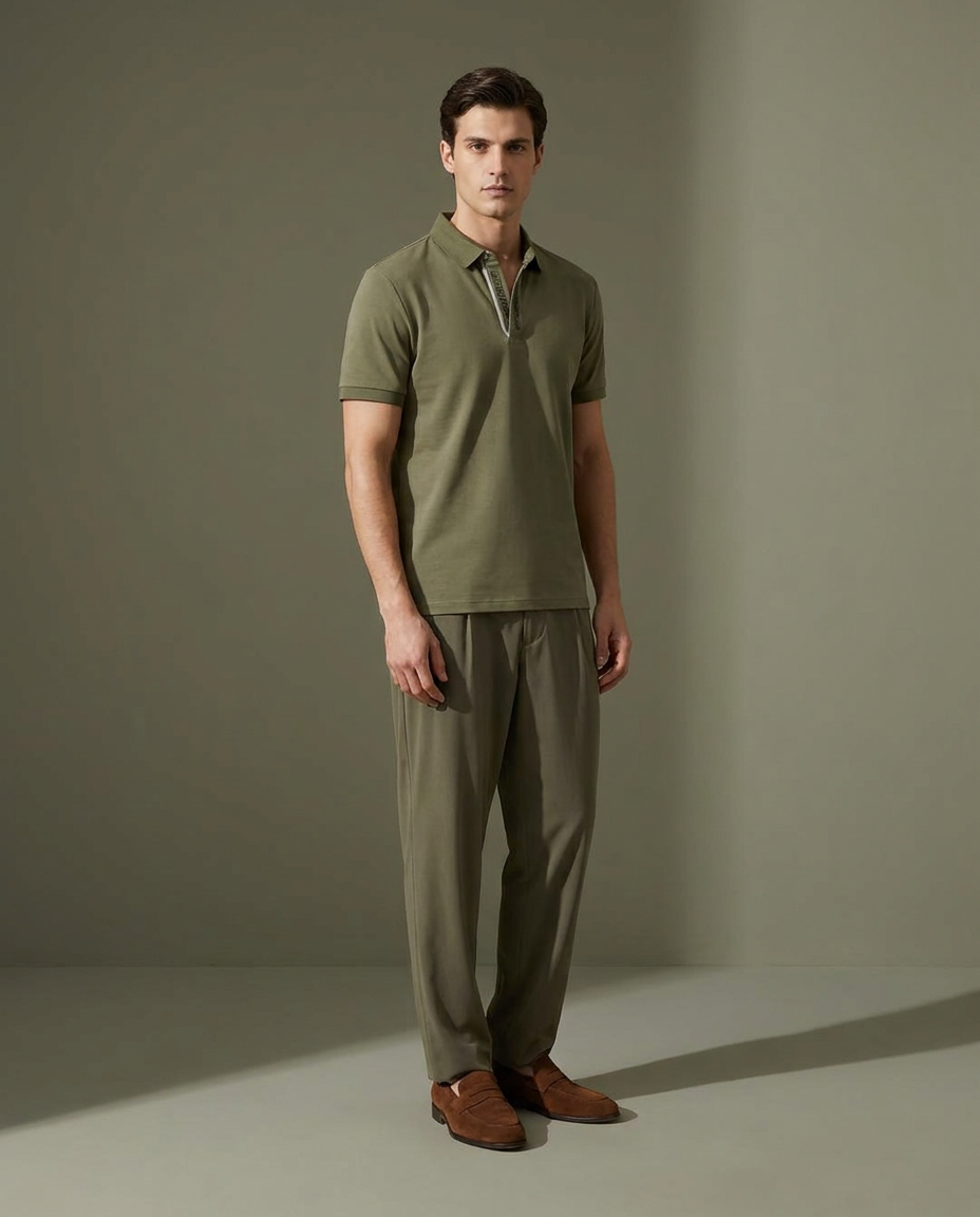 Olive Sage Premium Polo T-Shirt-14174
