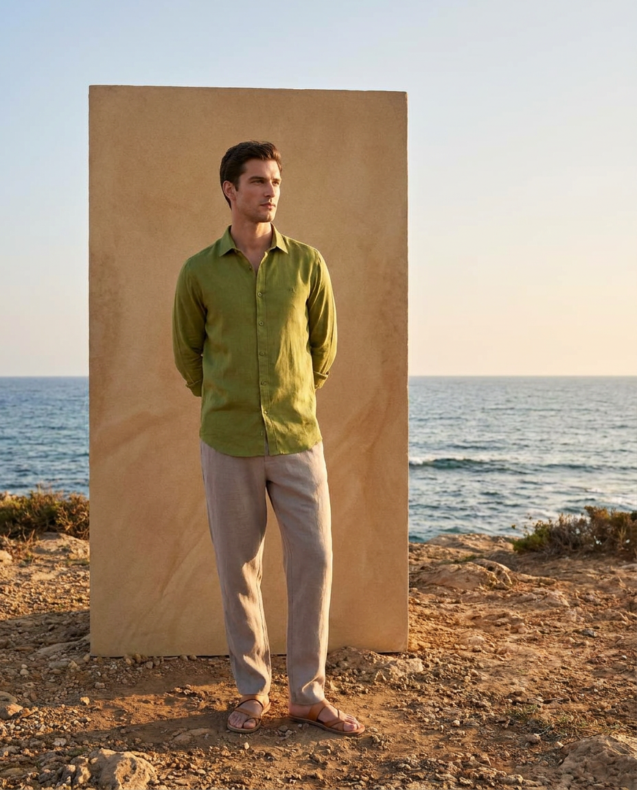 Olive Coast Linen Shirt-1738