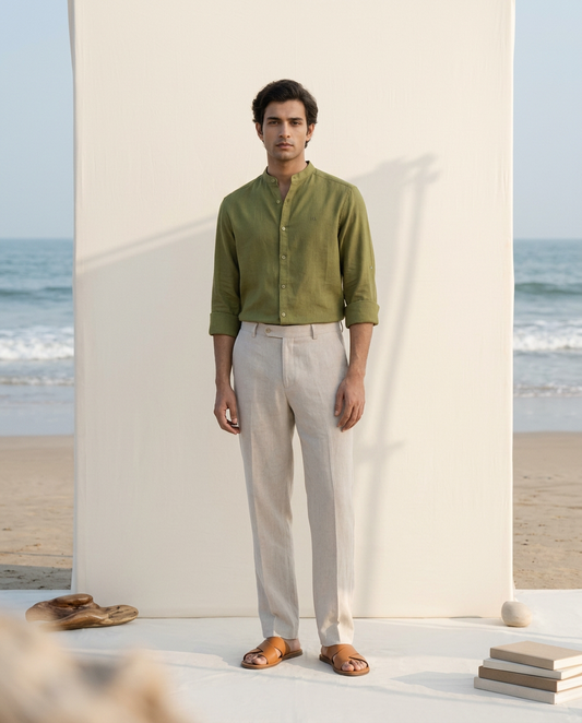 Olive Linen Shirt-11505