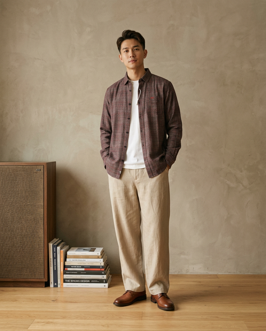 Wine Brown Premium Checked Cotton Shirt 11554