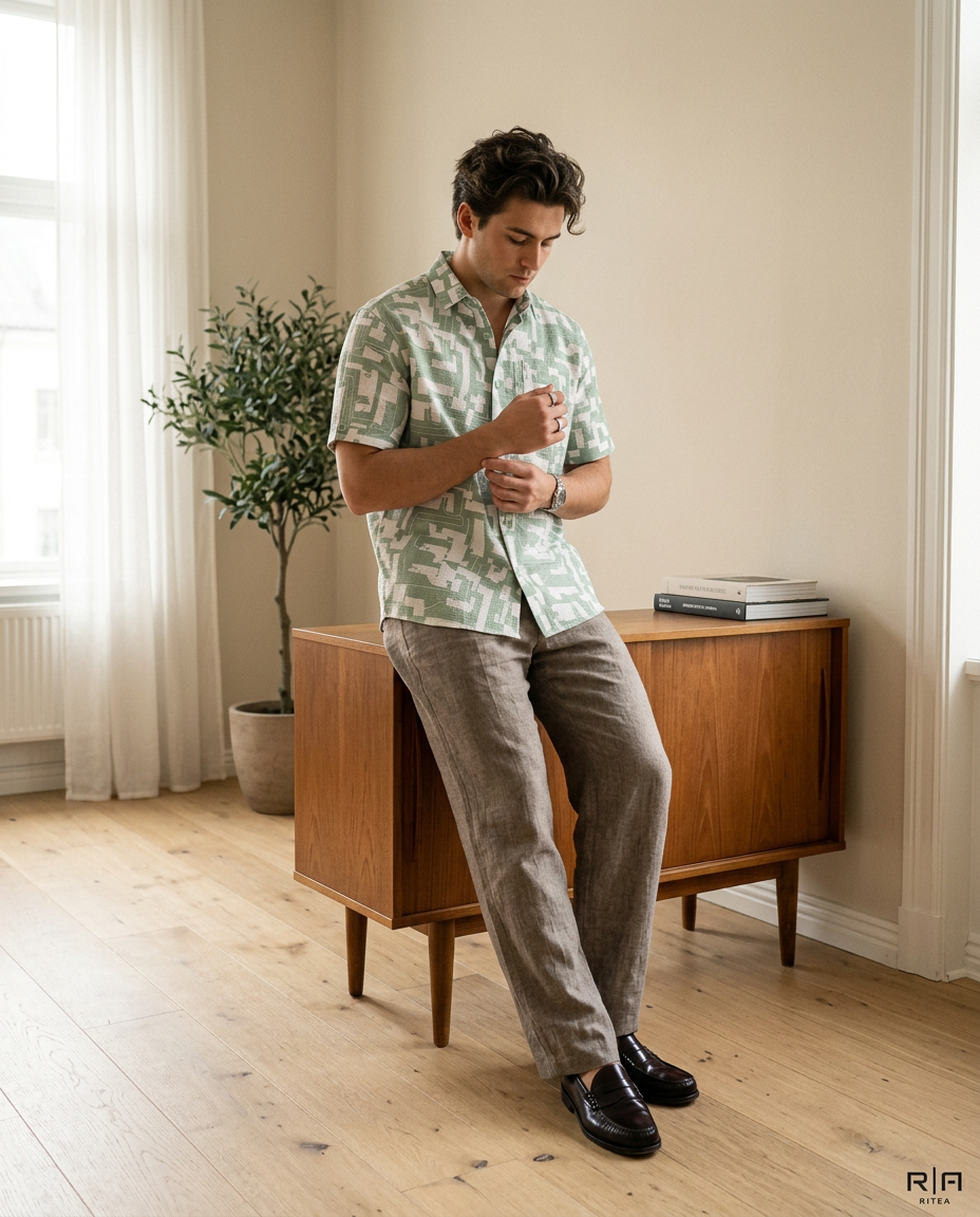 Sage Maze Premium Resort Shirt-11510
