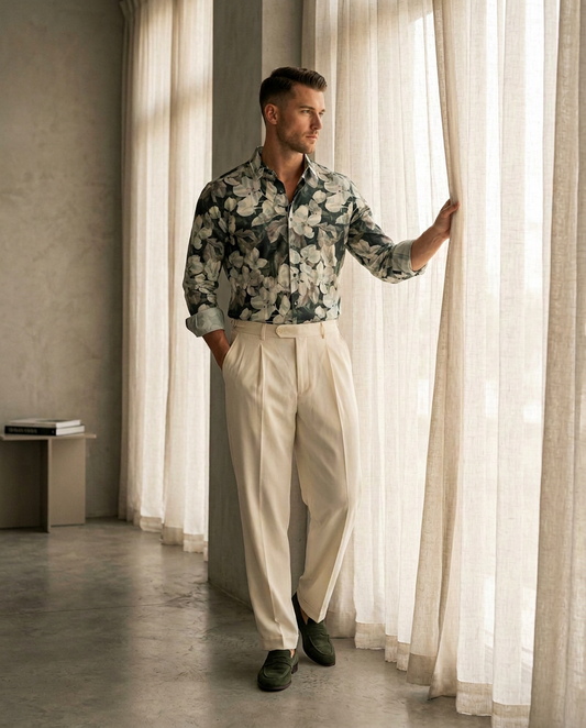 Emerald Bloom Premium Printed Shirt-11567