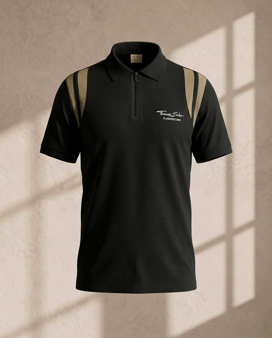 Noir Beige Signature Zip Polo T-Shirt- 14186