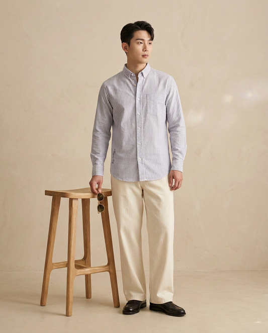 Purpule  Stripe Premium Cotton Shirt-11506