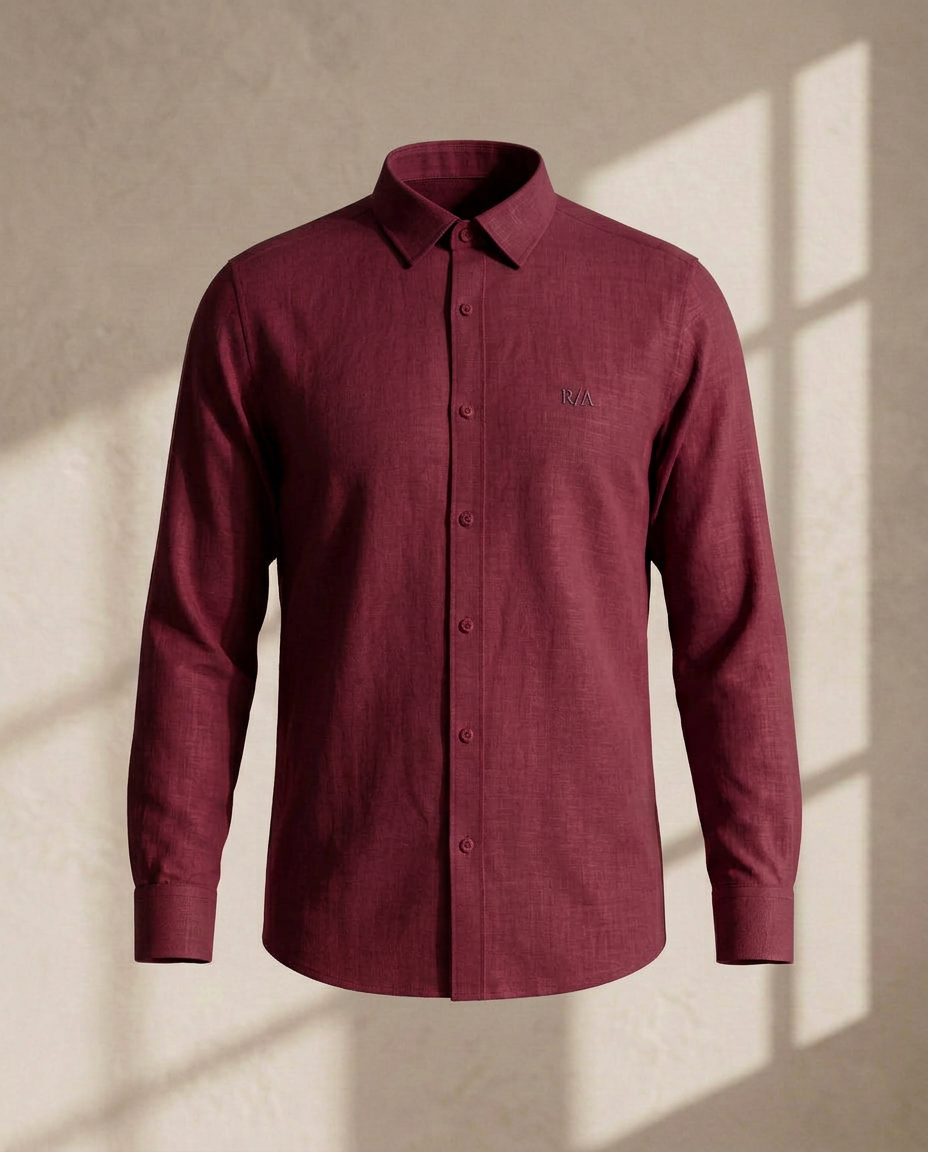 wine Linen Shirt-1738