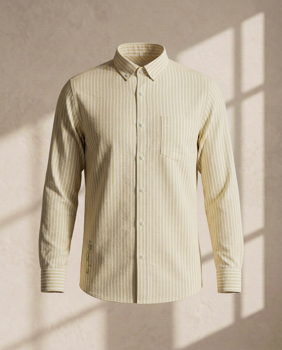 Yellow  Stripe Premium Cotton Shirt-11506