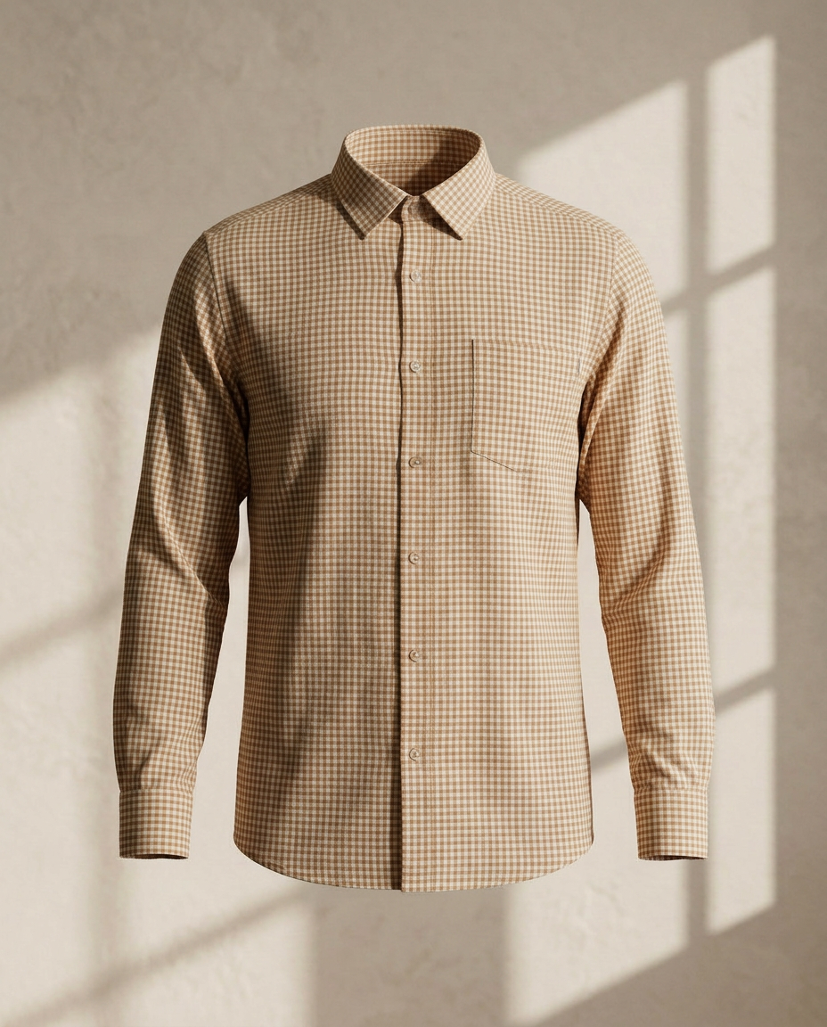 Orange Premium Cotton Checked Shirt-11558
