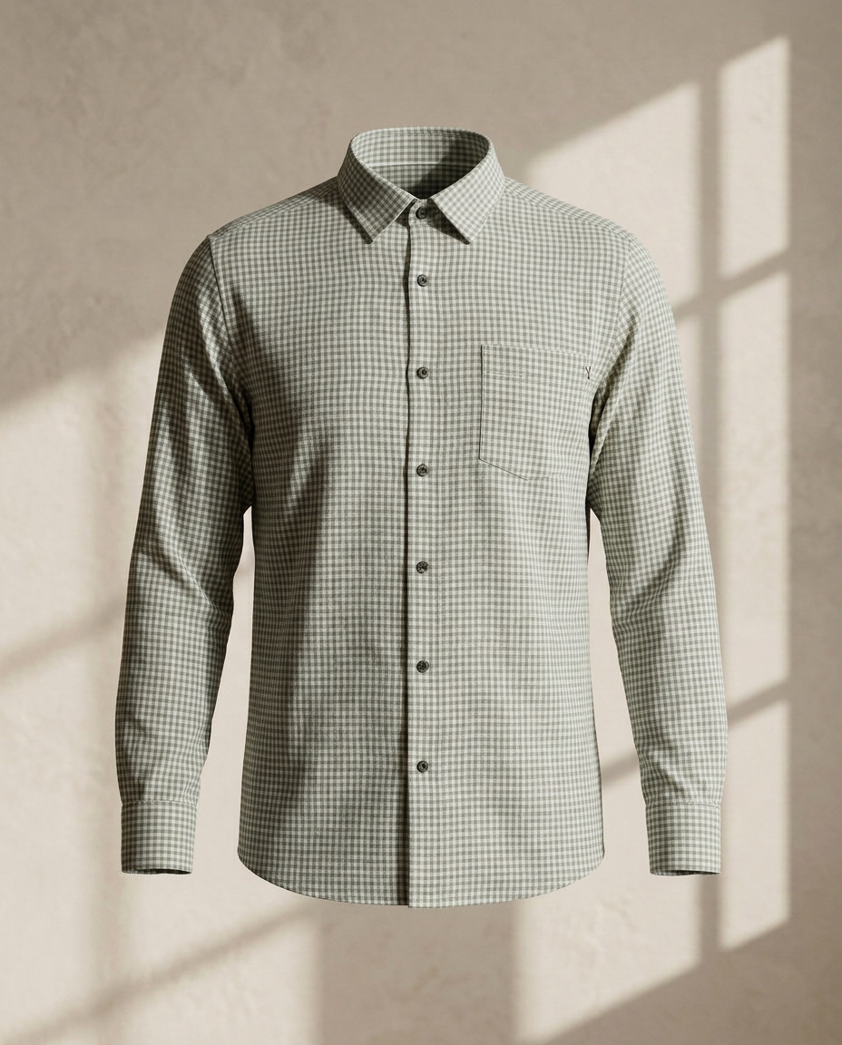 Green Premium Cotton Checked Shirt-11558
