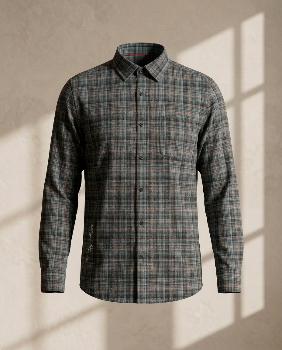 Midnight Grey Premium Checked Cotton Shirt-11559