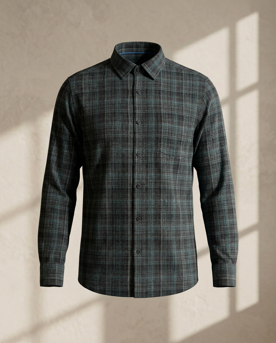 Midnight Grey Premium Checked Cotton Shirt-11559