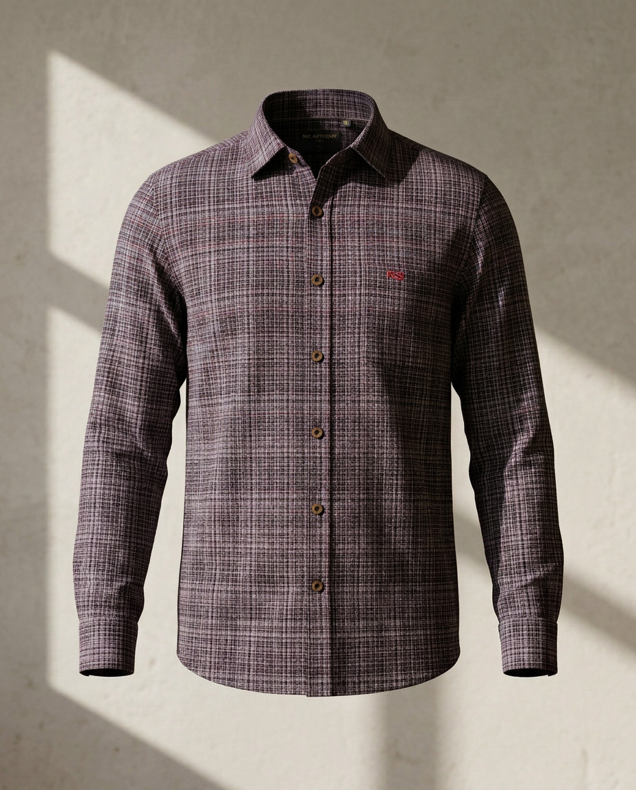 Wine Brown Premium Checked Cotton Shirt 11554