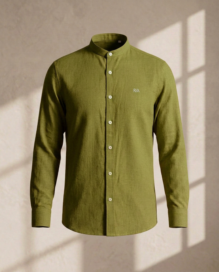 Olive Linen Shirt-11505