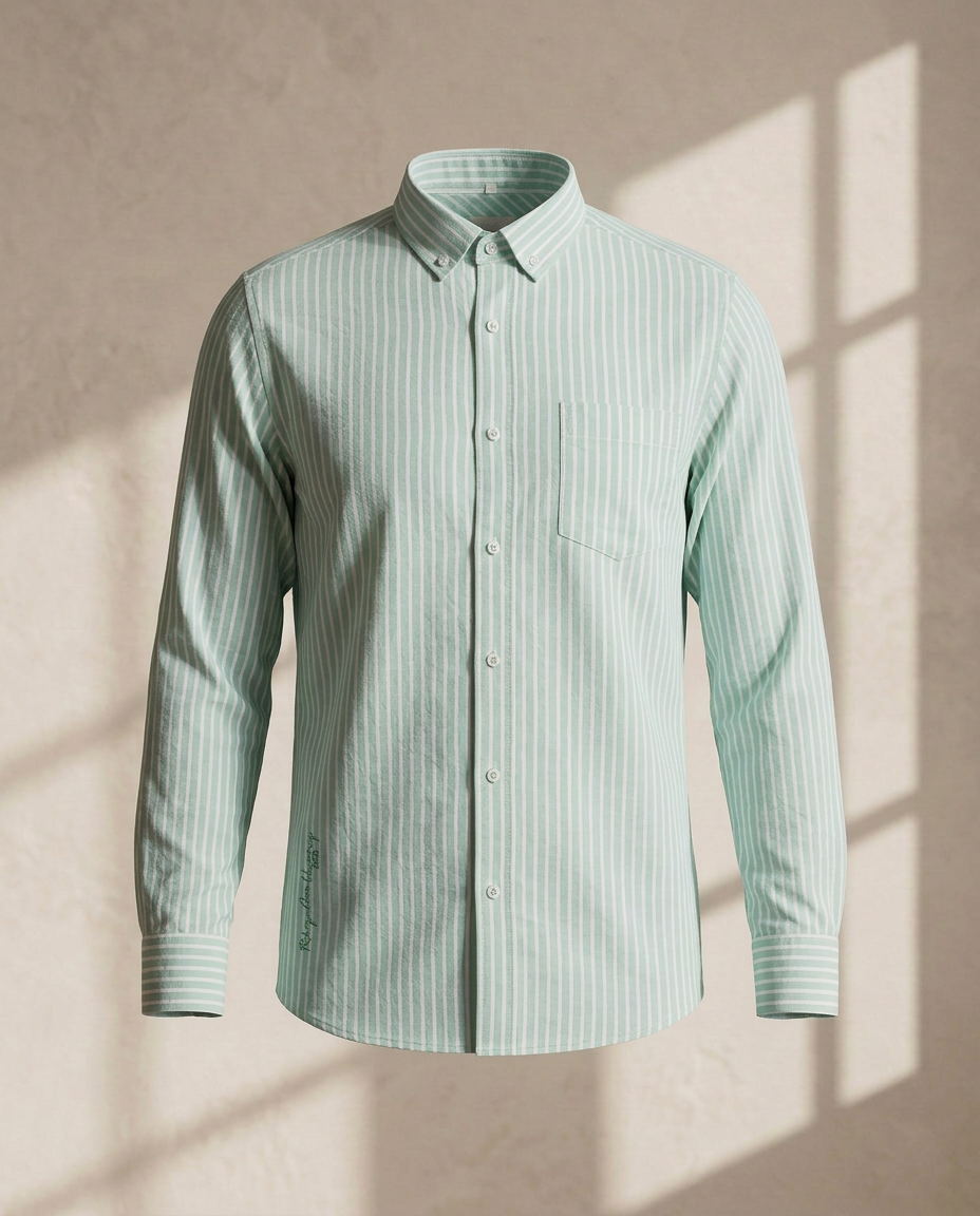 Mint Stripe Premium Cotton Shirt-11506